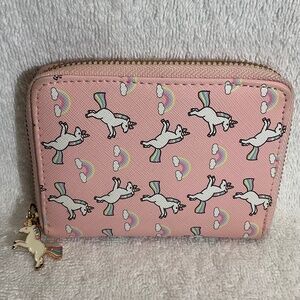 Ardene Unicorn and Rainbow Pattern Small Pink Wallet